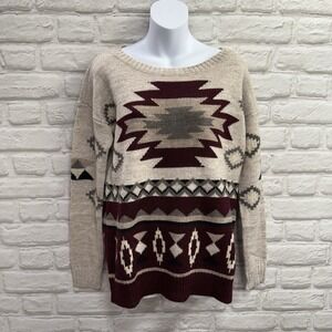 American Eagle Outfitters Women's S Aztec Southwest Wool Blend Fair Isle Sweater